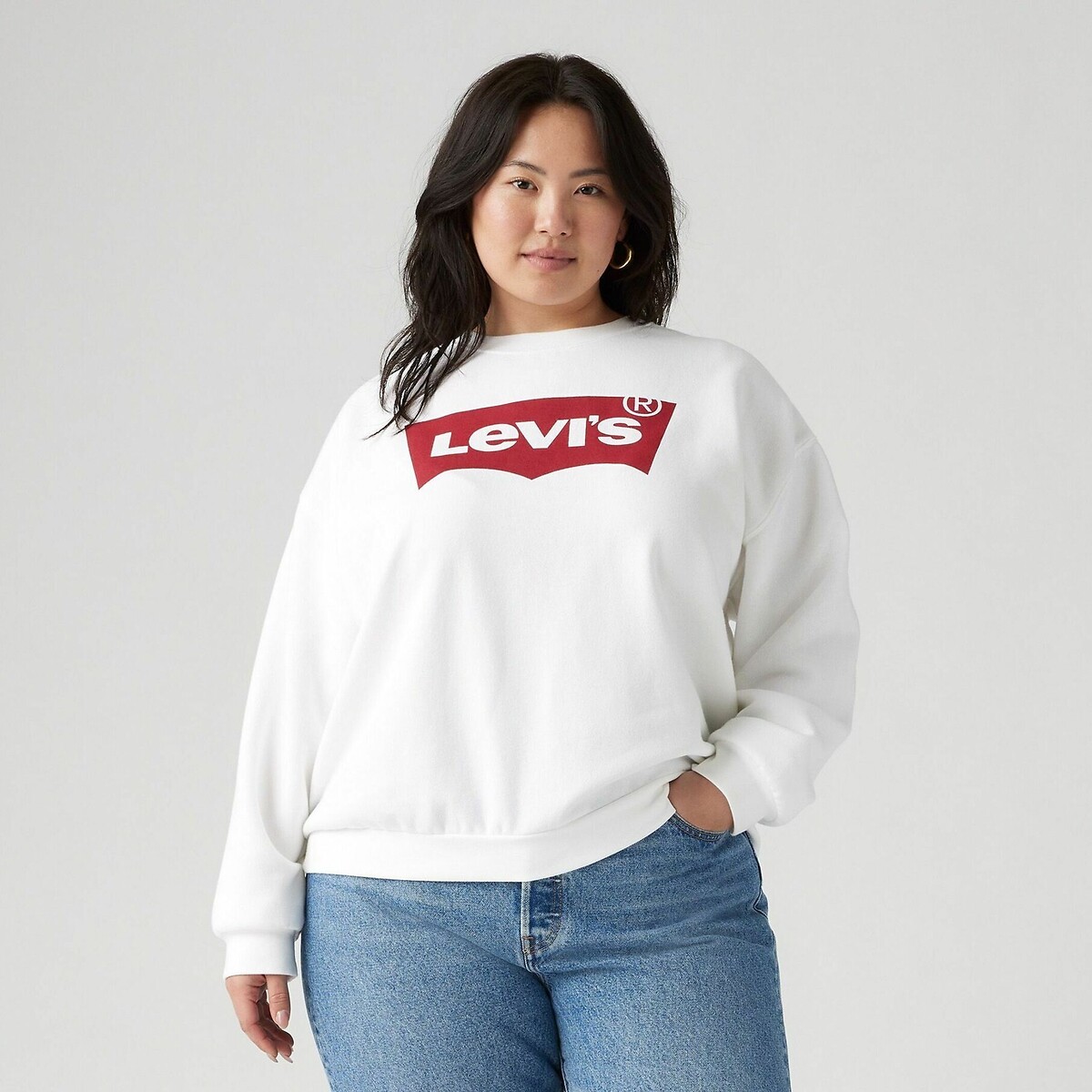 Felpa girocollo con logo bianco, LEVI’S PLUS