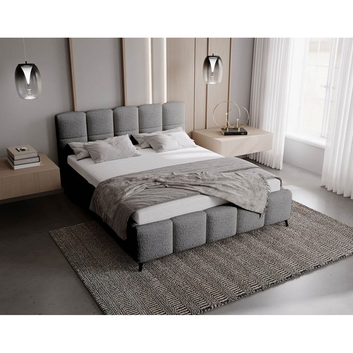 Lit coffre - PAULITO gris, BEST MOBILIER