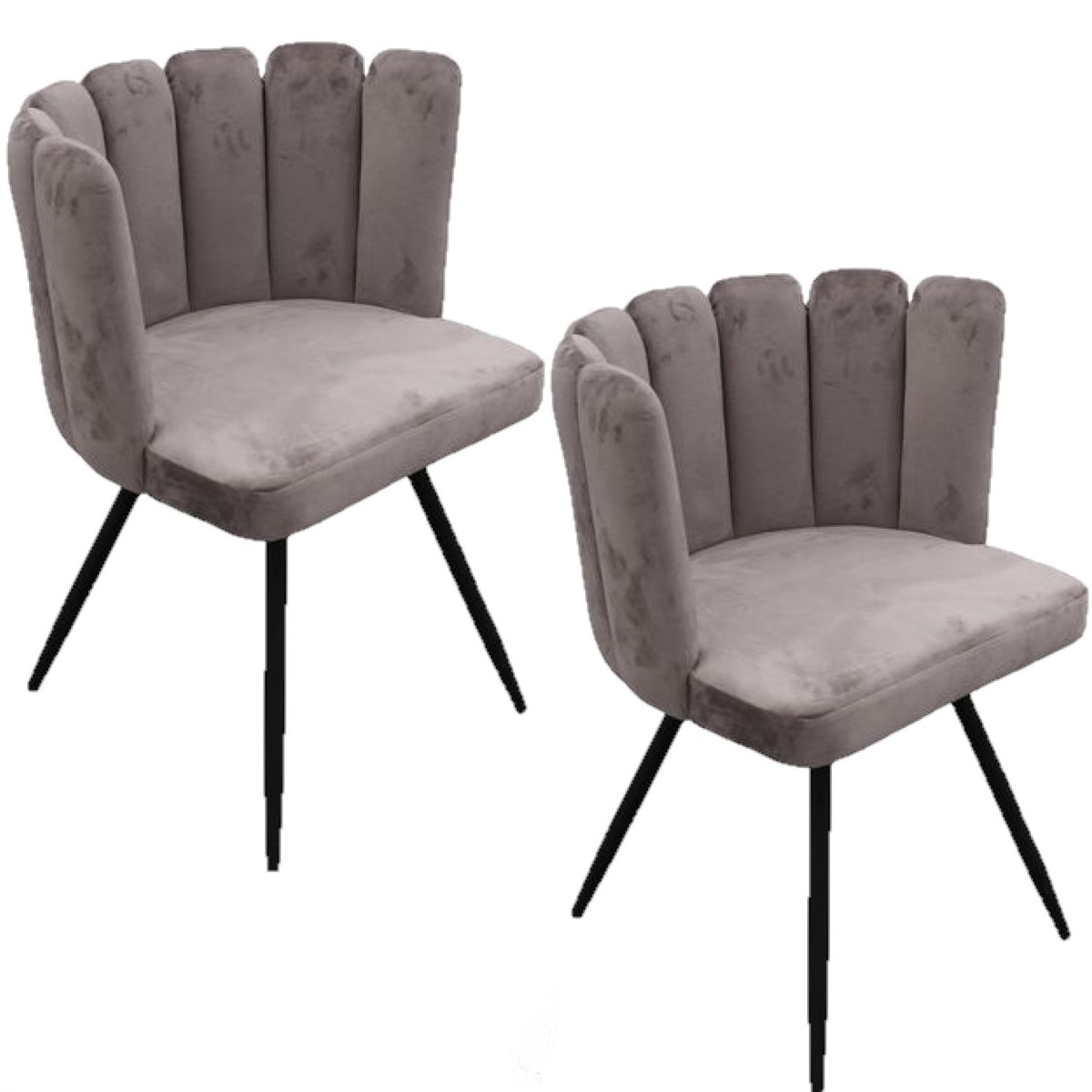 Lot de 2 chaises design capitonné en velours ARIEL gris, TOILINUX