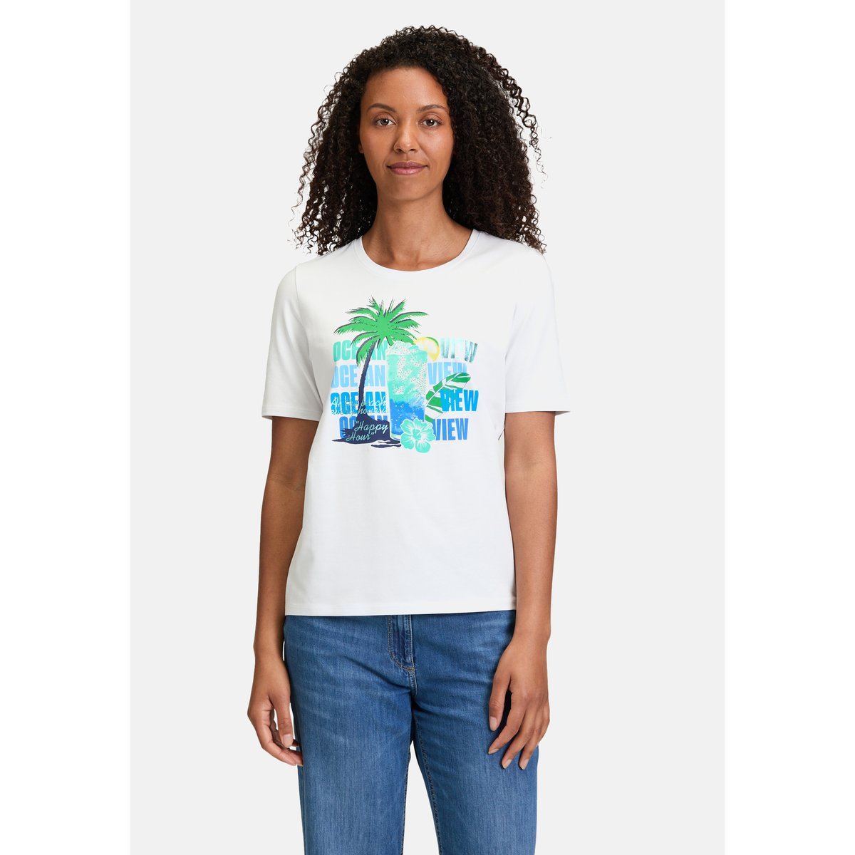 T-shirt basique à impression patch white/blue, BETTY BARCLAY