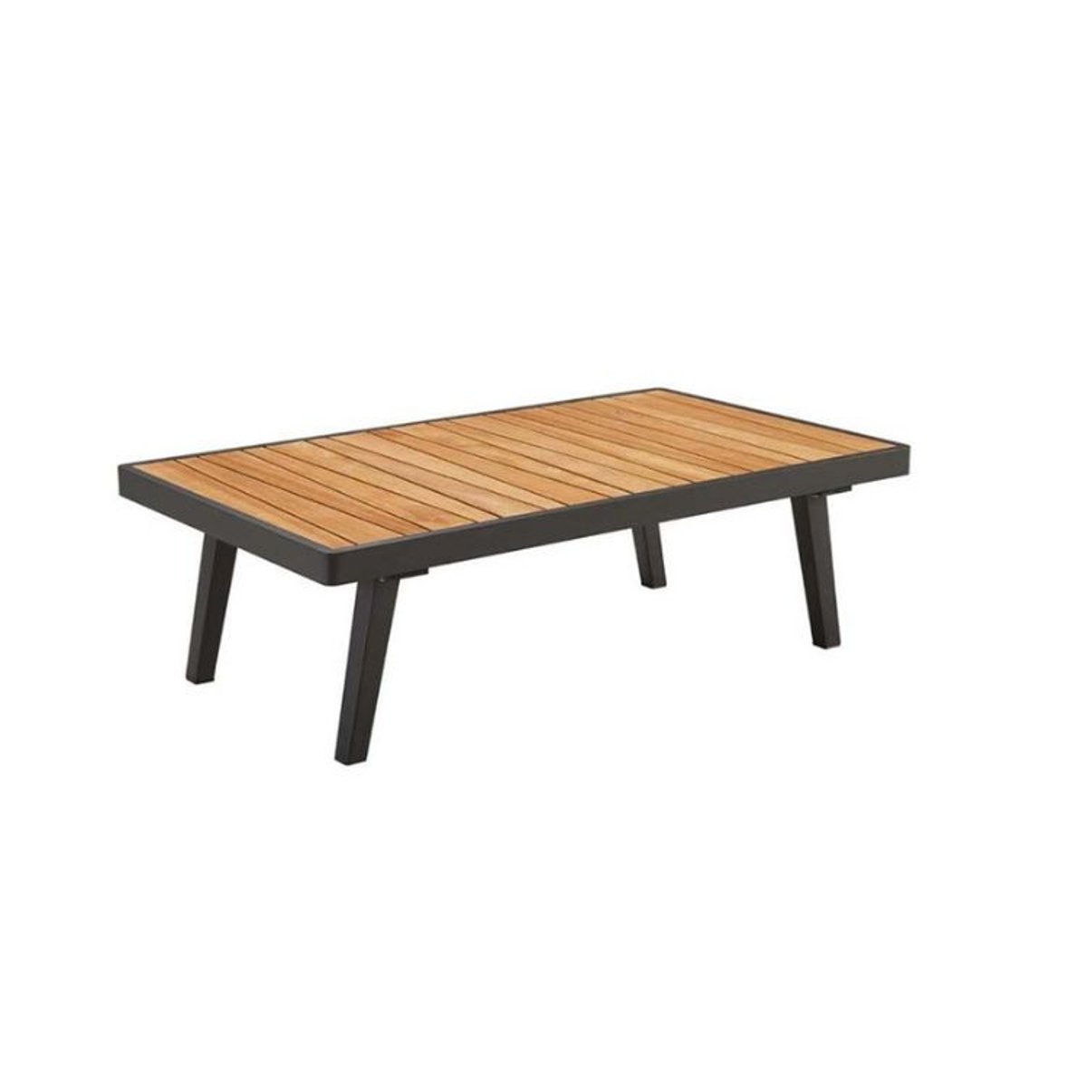 Salon de jardin en aluminium et teck, LOVY MINI gris anthracite, AU JARDIN DE CHLOÉ