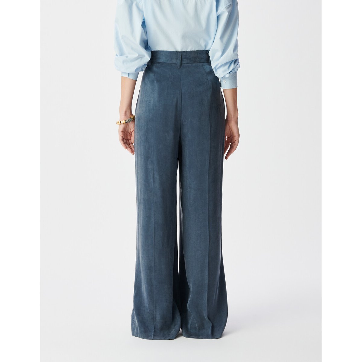 Pantalon de tailleur large à pinces marine, IKKS