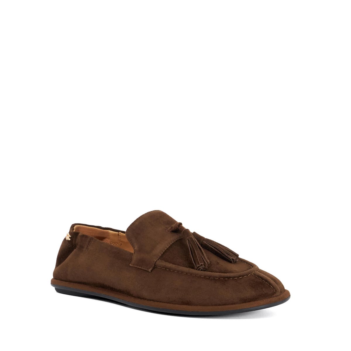 Mocassins à pampilles et bout rond en daim - GROUNDING dark brown-suede, DUNE LONDON