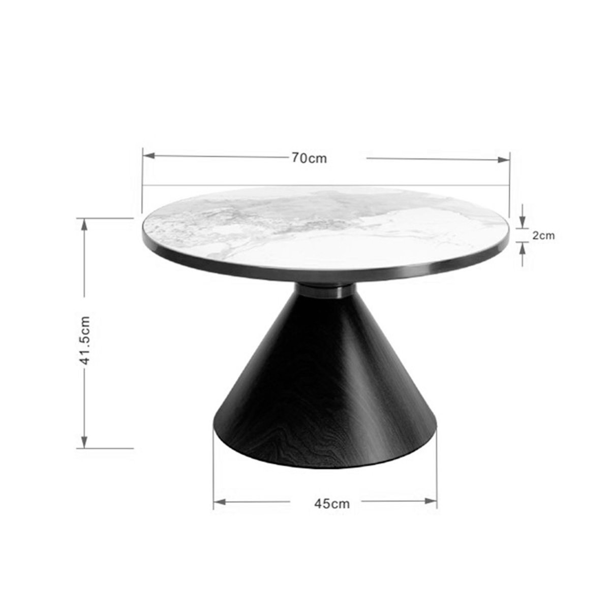 Table basse ronde, CONO travertin et chêne, KARE DESIGN