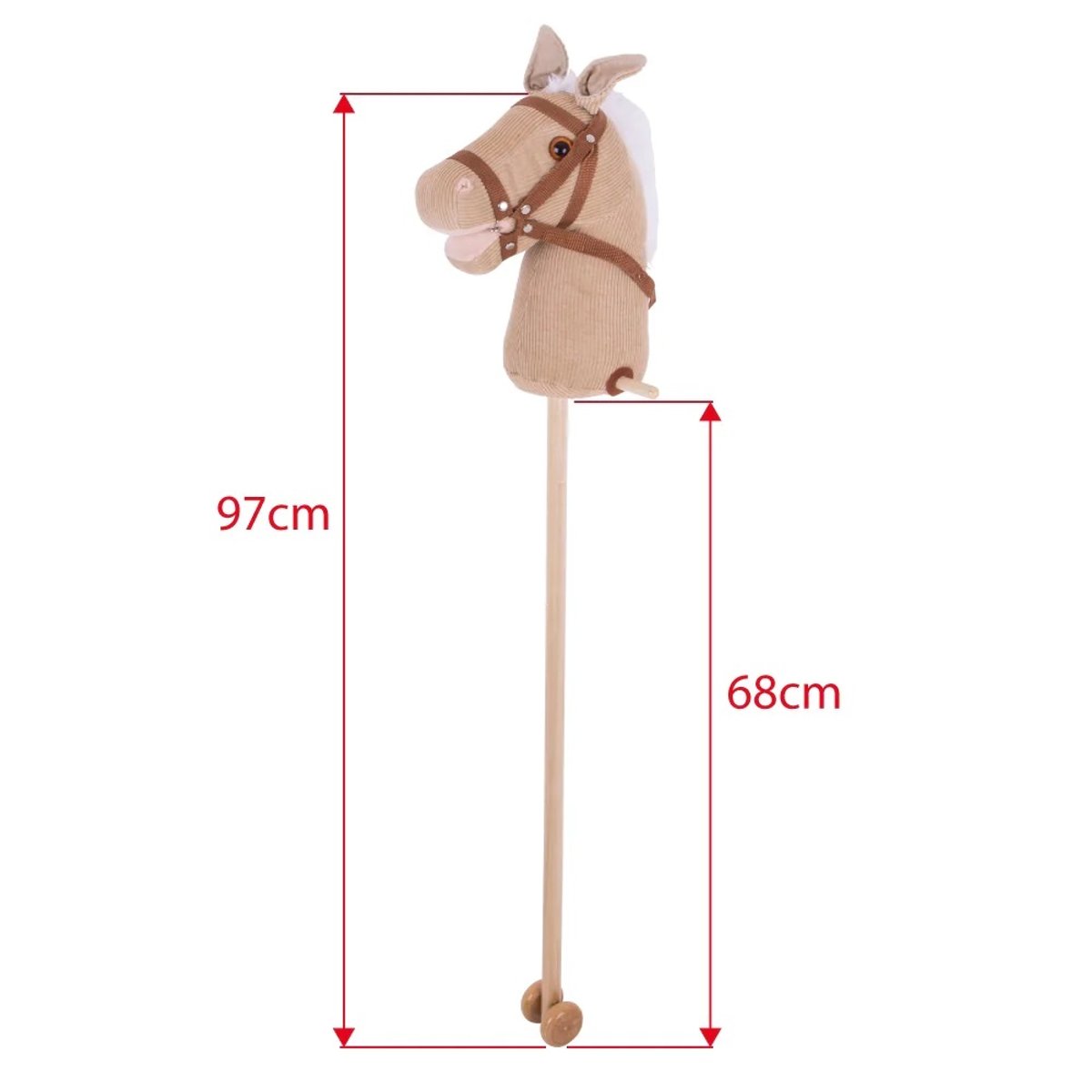 Cheval bâton en bois et velours côtelé marron, BIGJIGS