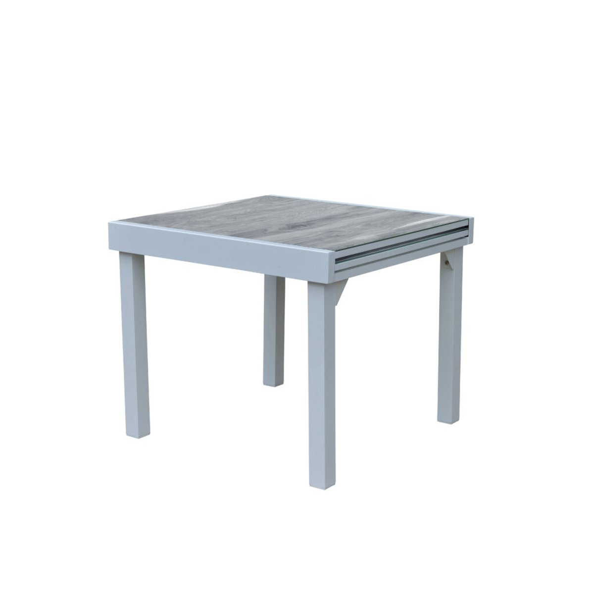 Ensemble en aluminium, verre, 4 fauteuils MODULO blanc, WILSA GARDEN