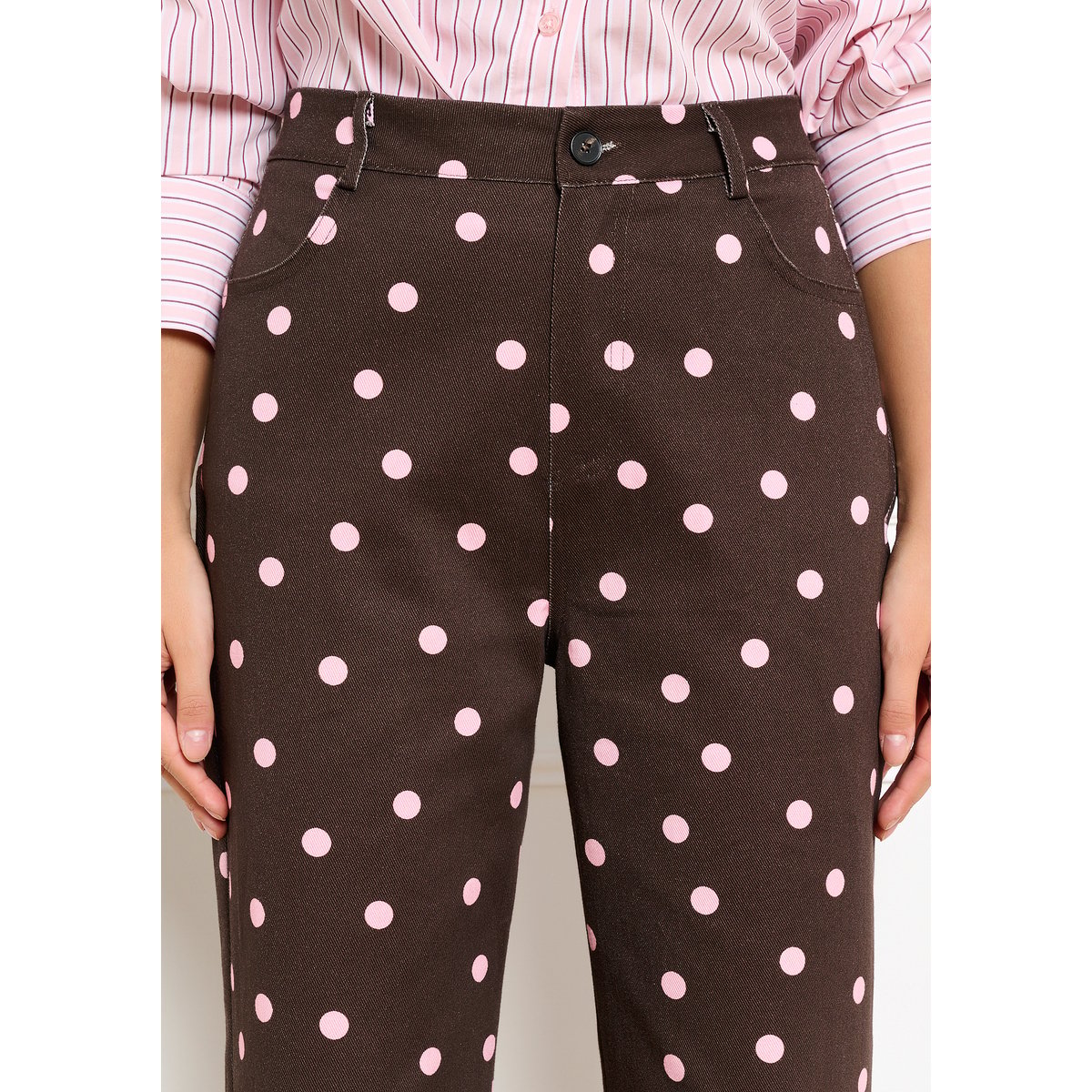 Pantalon large brun fonce chocolate, LOLALIZA