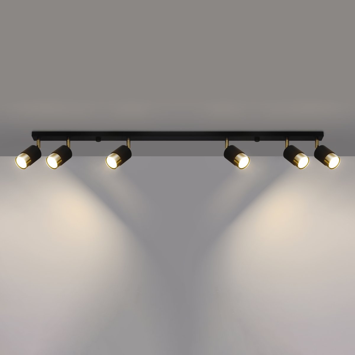 Plafonnier Acier Or/Noir GU10 6 Nero jaune, EDEN