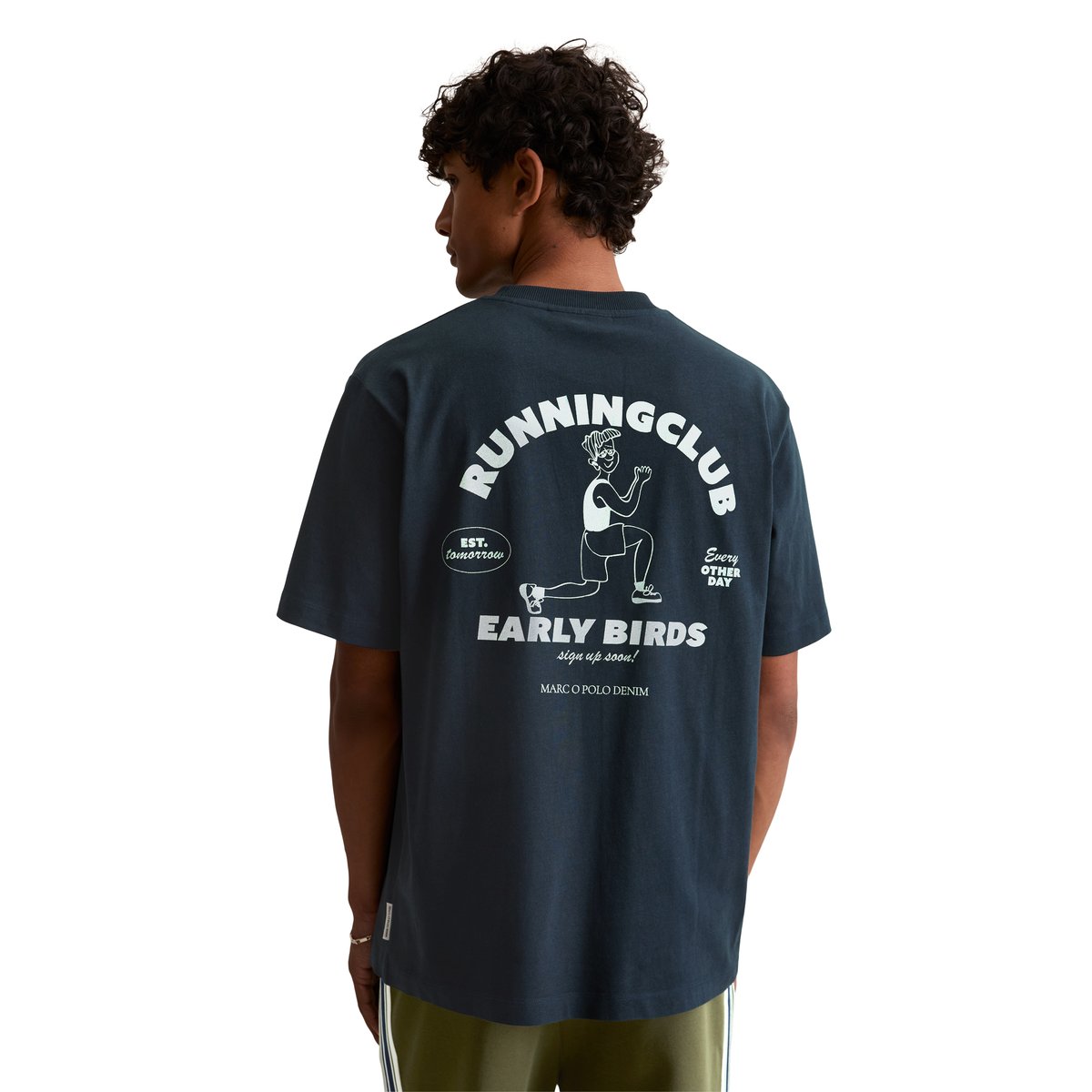T-shirt oversize avec un imprimé marquant dans le dos bleu foncé, MARC O’POLO DENIM