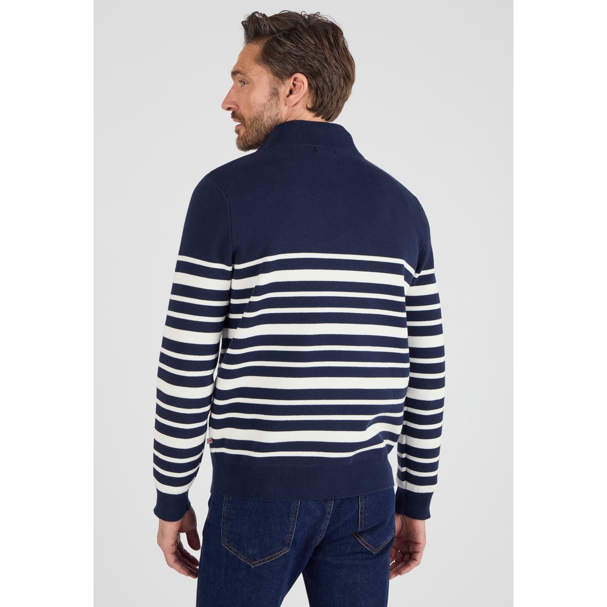 Pull col montant zippé bleu marine, DAMART