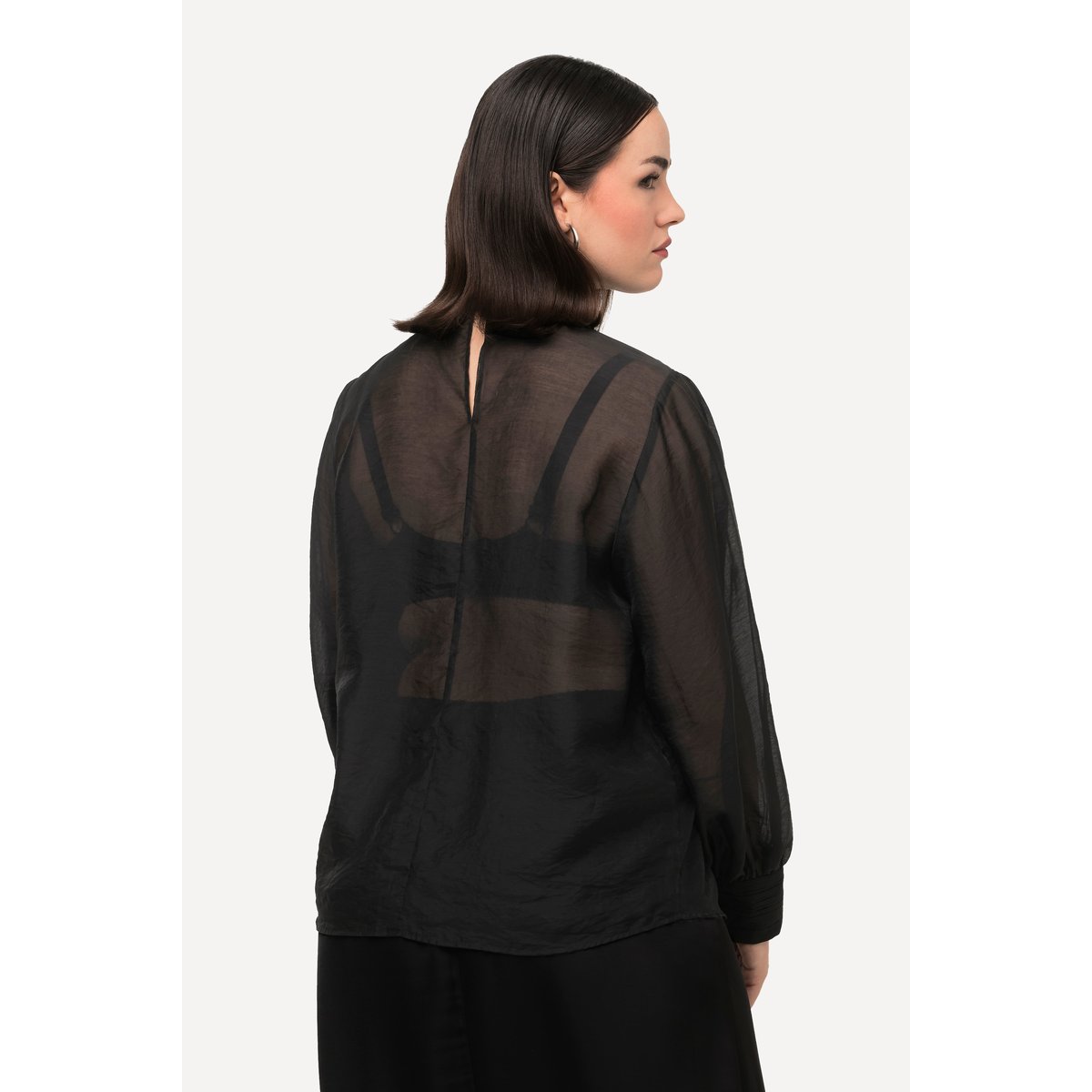 Blouse en Lyocell à manches longues et col noir, ULLA POPKEN
