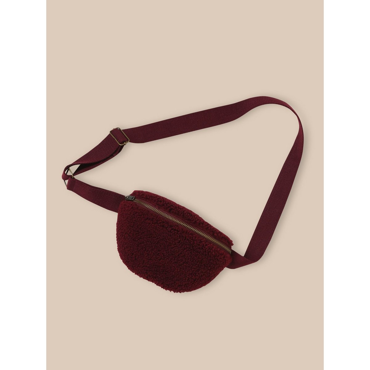 Sac banane en sherpa bordeaux, CYRILLUS