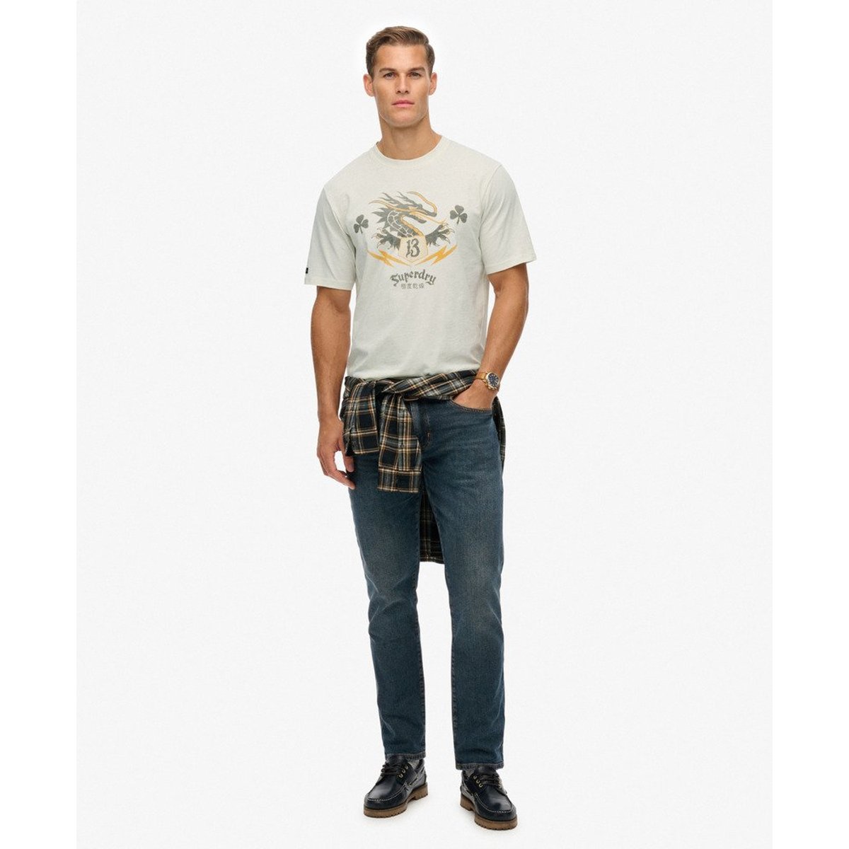 T-shirt ample Campaign Souvenir crème, SUPERDRY