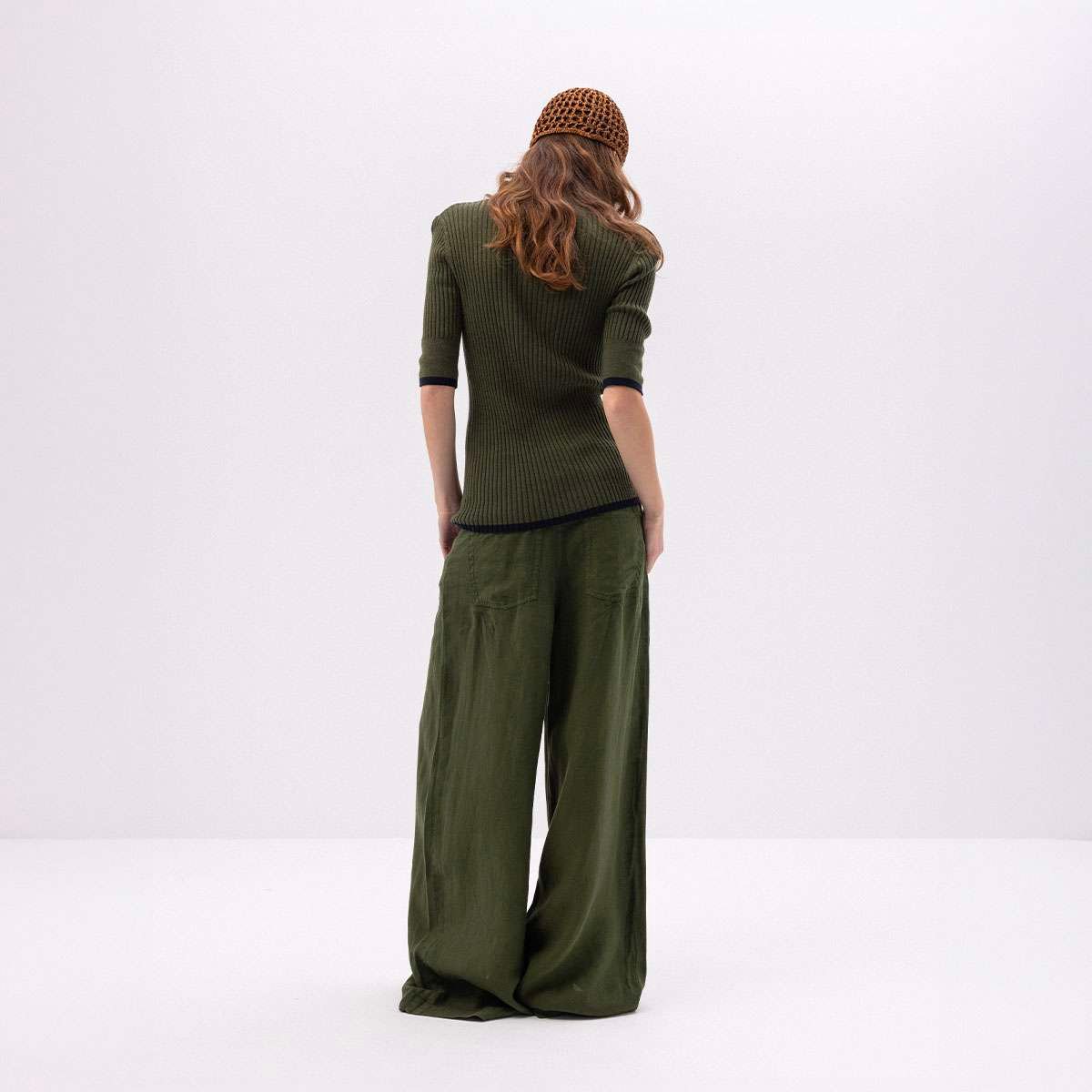 Pantalon large en lin PETRA kaki, BENSIMON