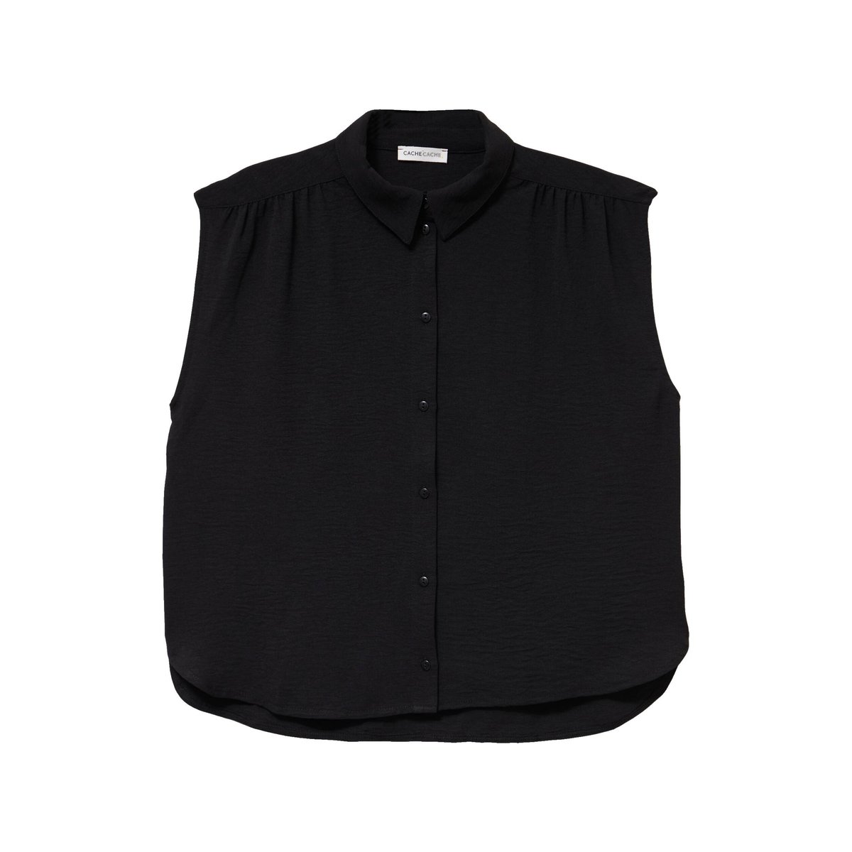 Chemise ample sans manches plissée noir, CACHE CACHE