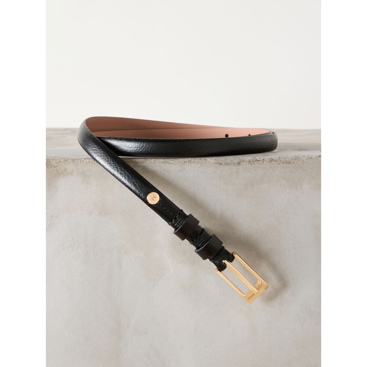 Ceinture fine en cuir italie n. premium noir, NEXT