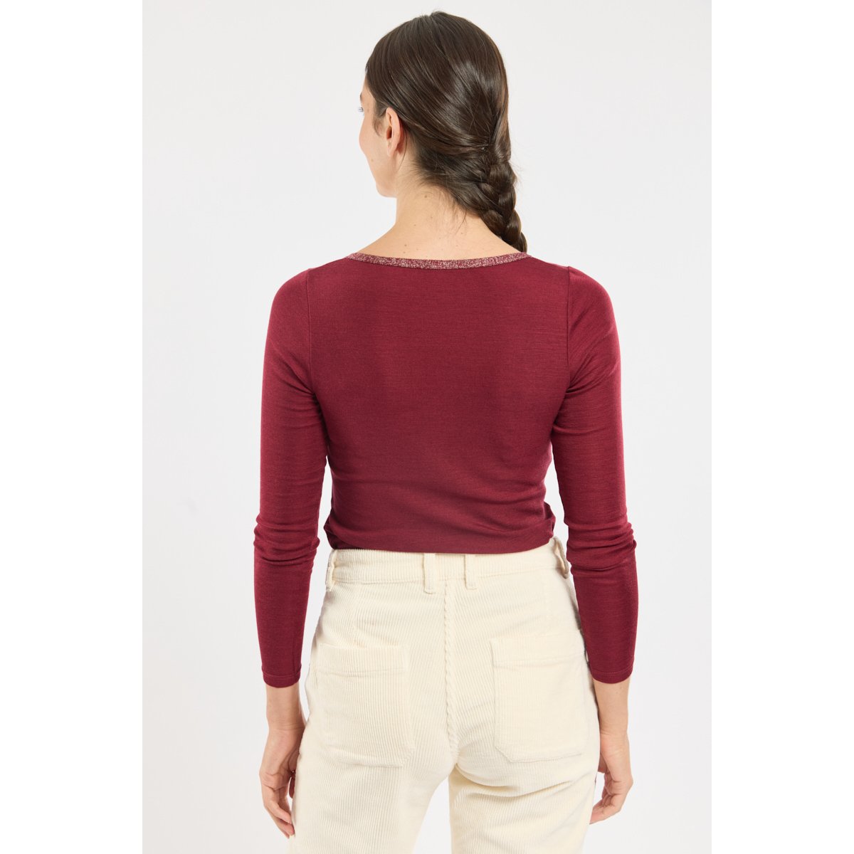 T-shirt manches longues en laine et soie saint amour, ARMOR-LUX