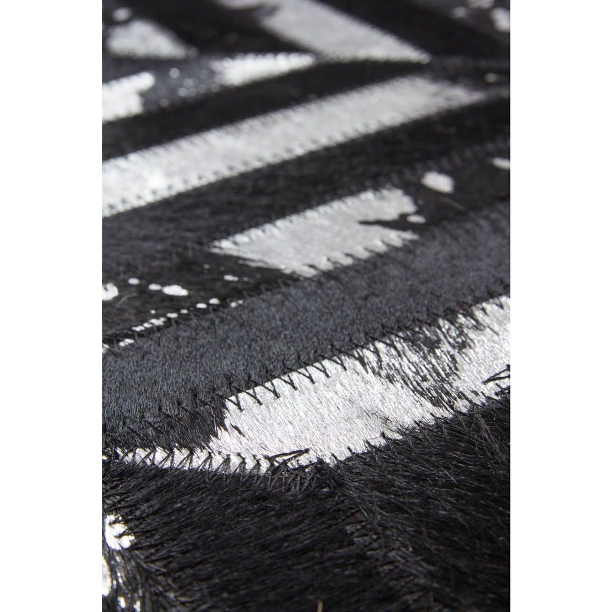 Tapis rectangulaire en cuir fait main SPARK noir, argent, ARTE ESPINA
