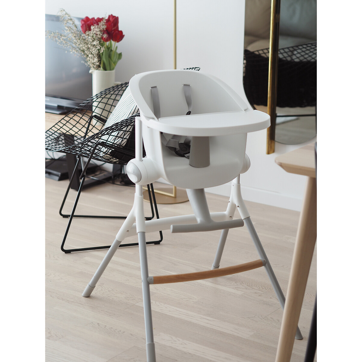 Chaise haute Up and Down gris + blanc, BEABA