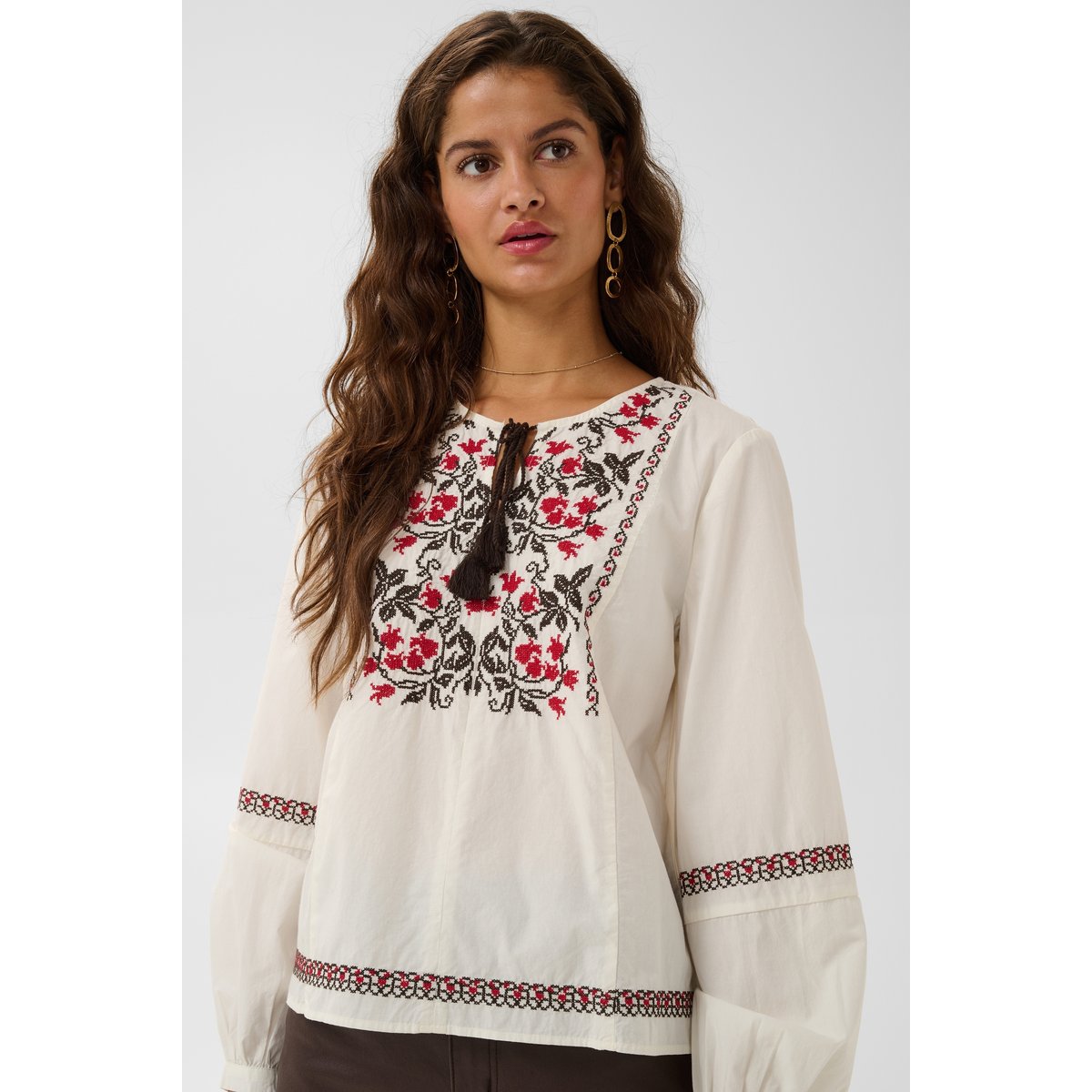 Blouse à manches longues blanc whisper white, CREAM