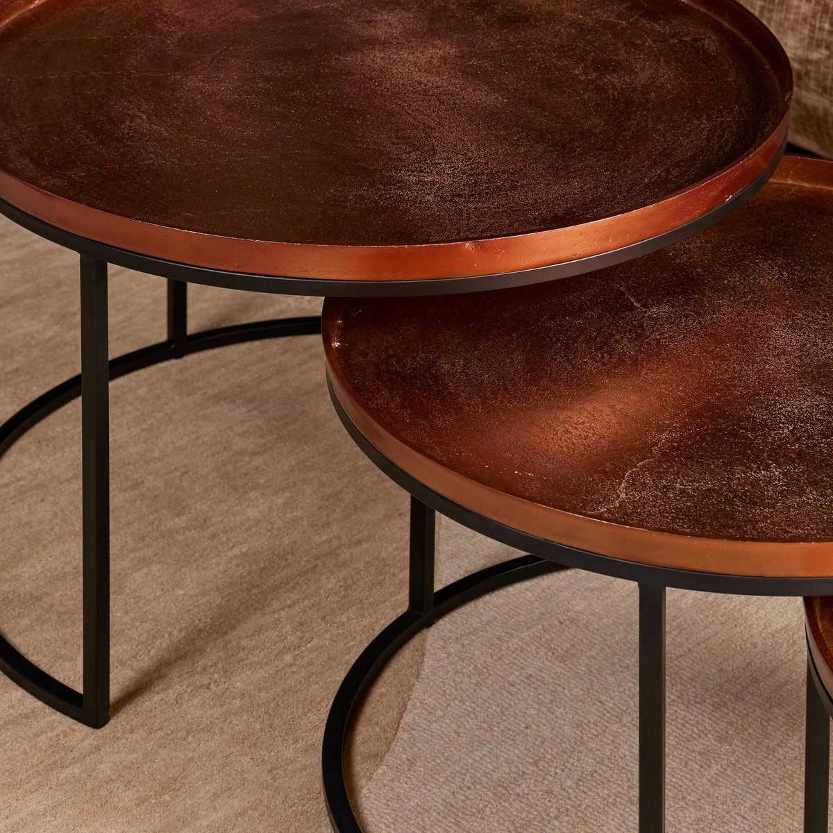 Table gigogne salon métal cuivré (lot de 3) KANO cuivre, PIER IMPORT