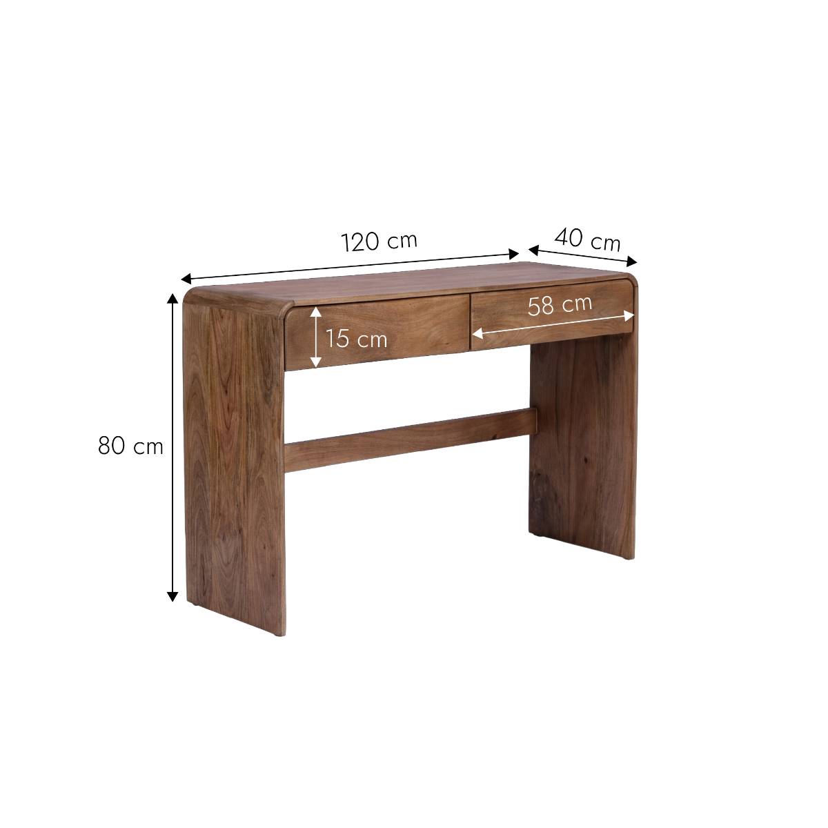 Bureau en bois de manguier VIRELYA bois clair, MADE IN MEUBLES