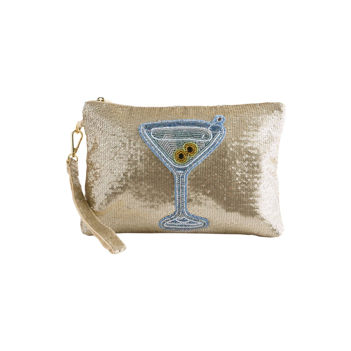 Pochette en cuir à imprimé martini doré, NEXT