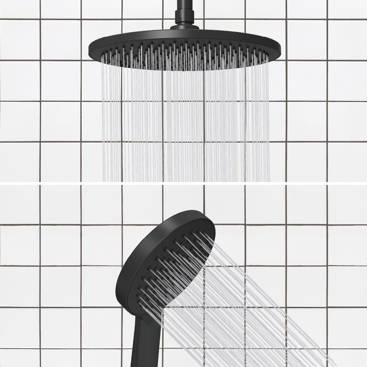 Colonne de douche mécanique et étagère, ESSENTIAL noir, SENSEA