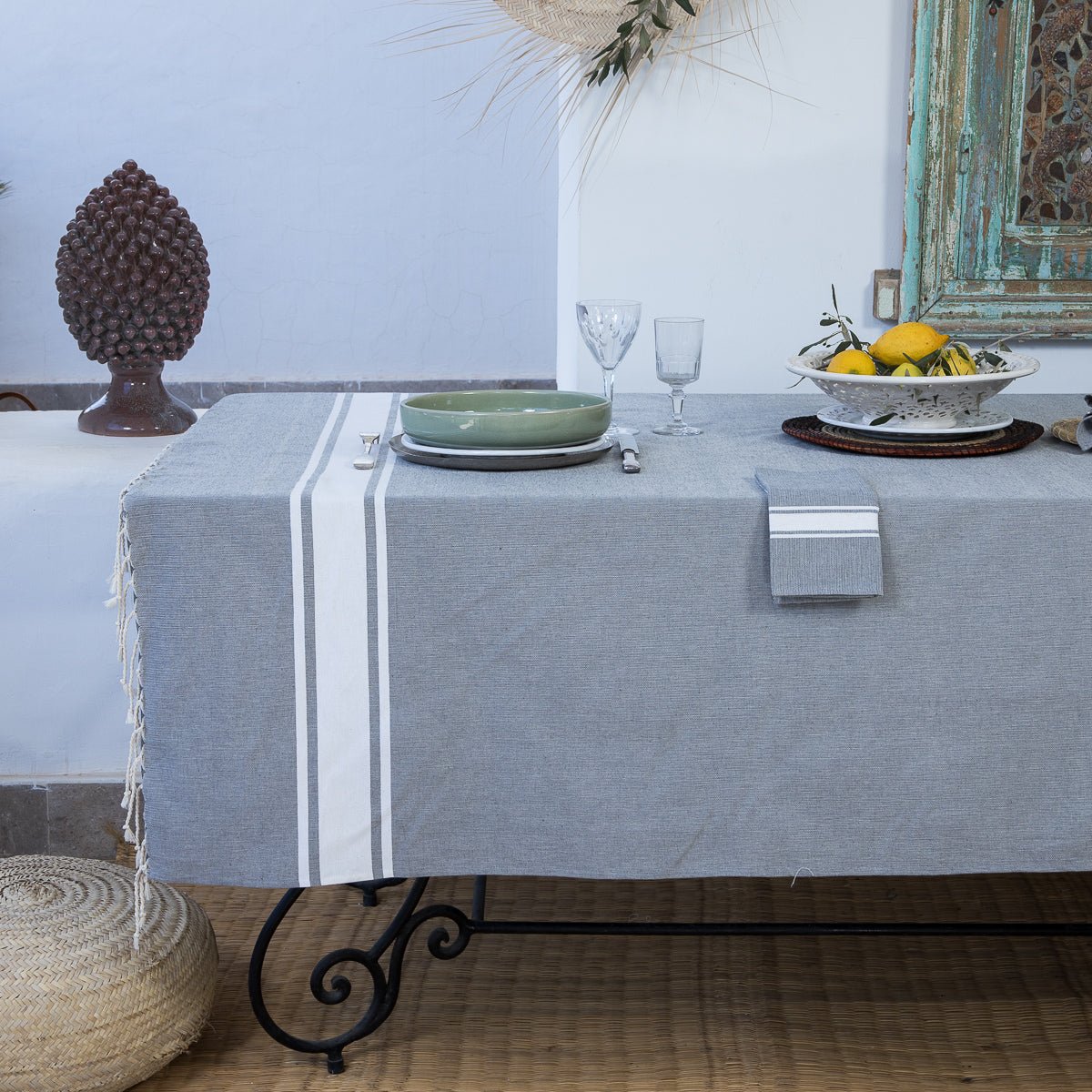Nappe coton ST TROPEZ gris moyen, FEBRONIE