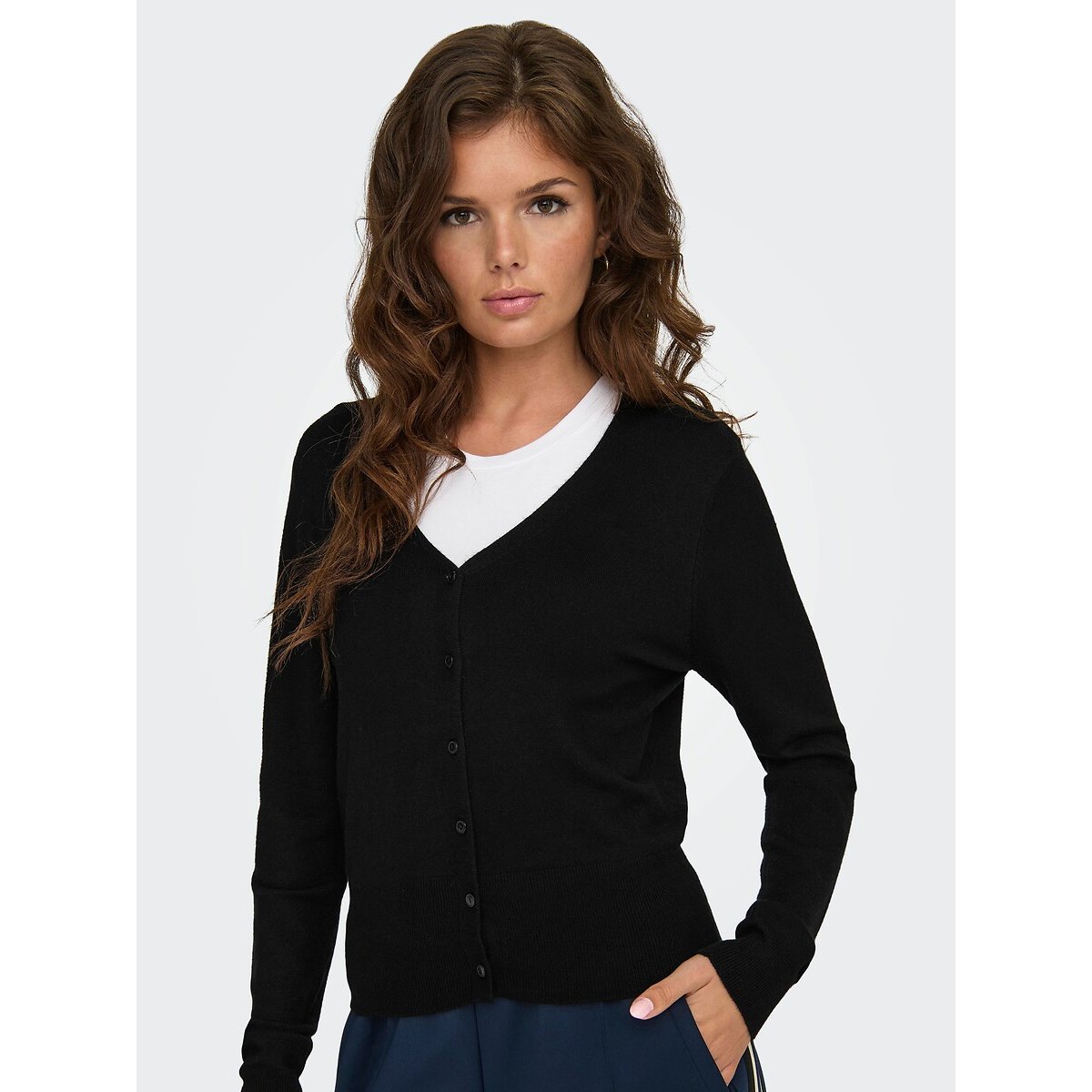 Buttoned V-Neck Cardigan black, ONLY