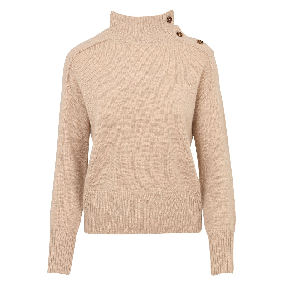 Pull col montant en 100% cachemire 4 fils BRADLEY taupe clair, Maison 123