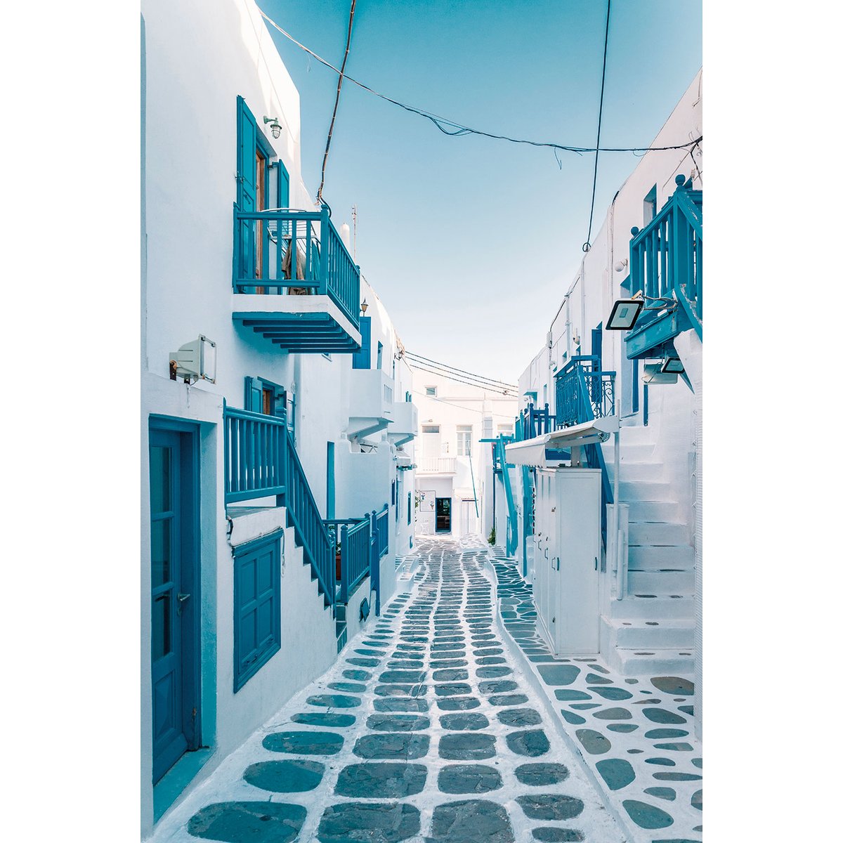 Tableau rue bleue santorin tableau alu dibond, HEXOA