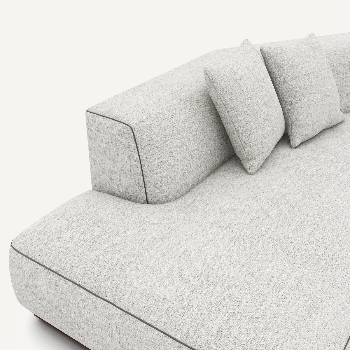 Canapé d'angle droit ouvert avec repose-pieds en toile jaspée, JACOPO gris/blanc, AM.PM