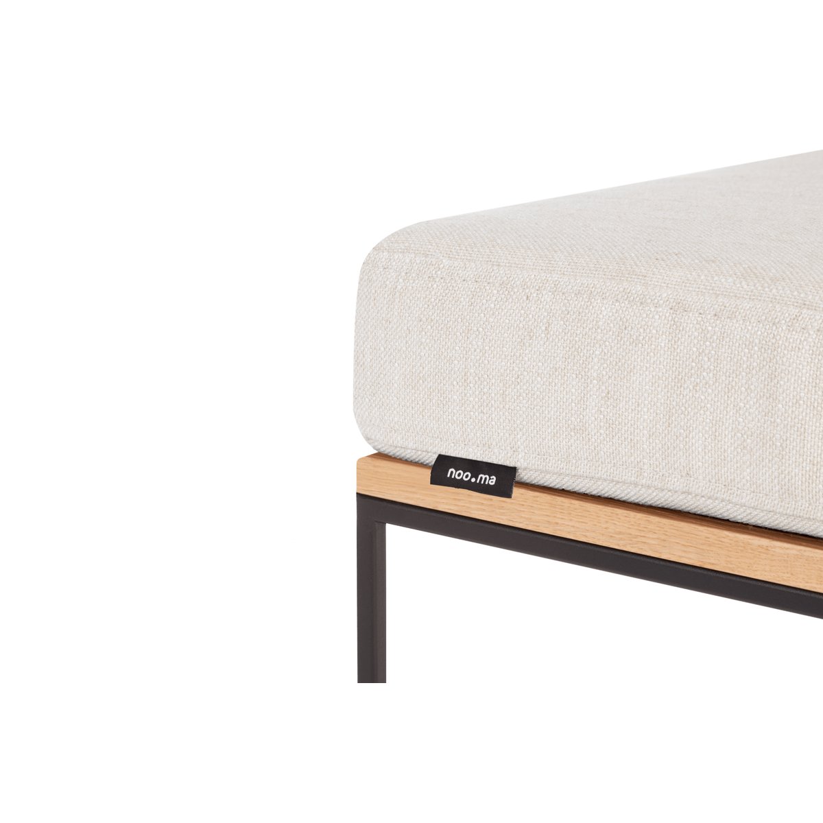 Tabouret avec coussin FEO beige crémeux / plateau chêne, NOO.MA
