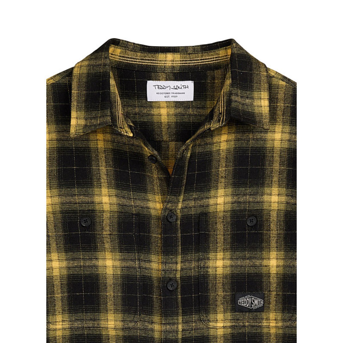 Chemise en coton jaune à carreaux avec une coupe regular fit jaune, TEDDY SMITH