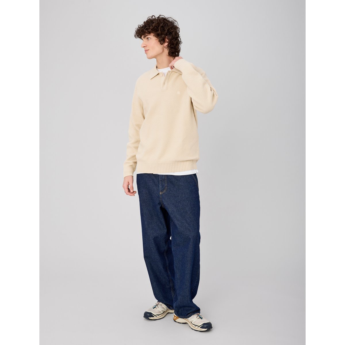 Pull col polo blanc cassé, BZB