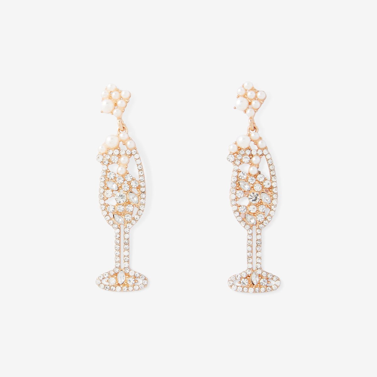 Boucles d'oreilles coupe de champagne argenté, BALABOOSTE
