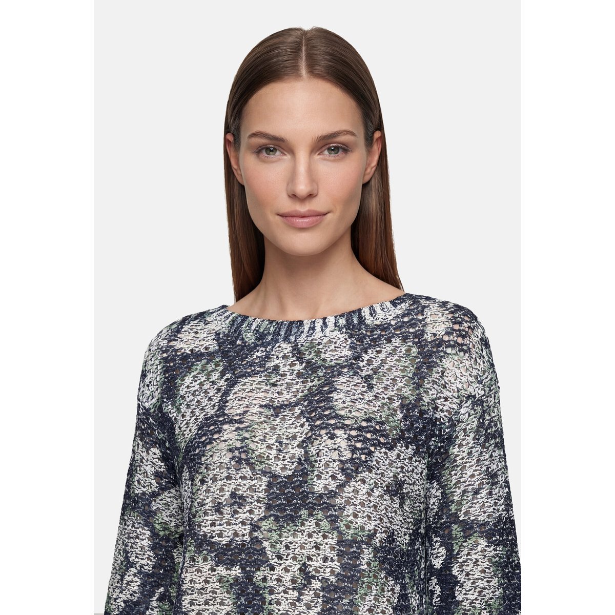 Pull-over en maille à imprimé dark blue/beige, BETTY BARCLAY