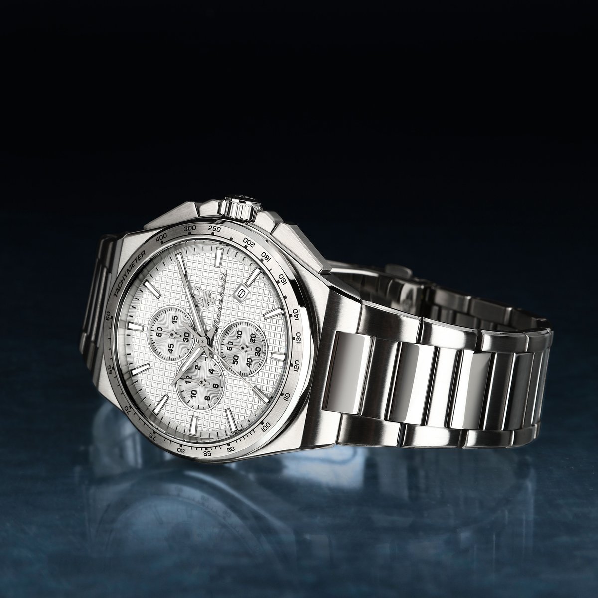 Montre-chronographe VELOCITA' argent,guilloché, MASERATI