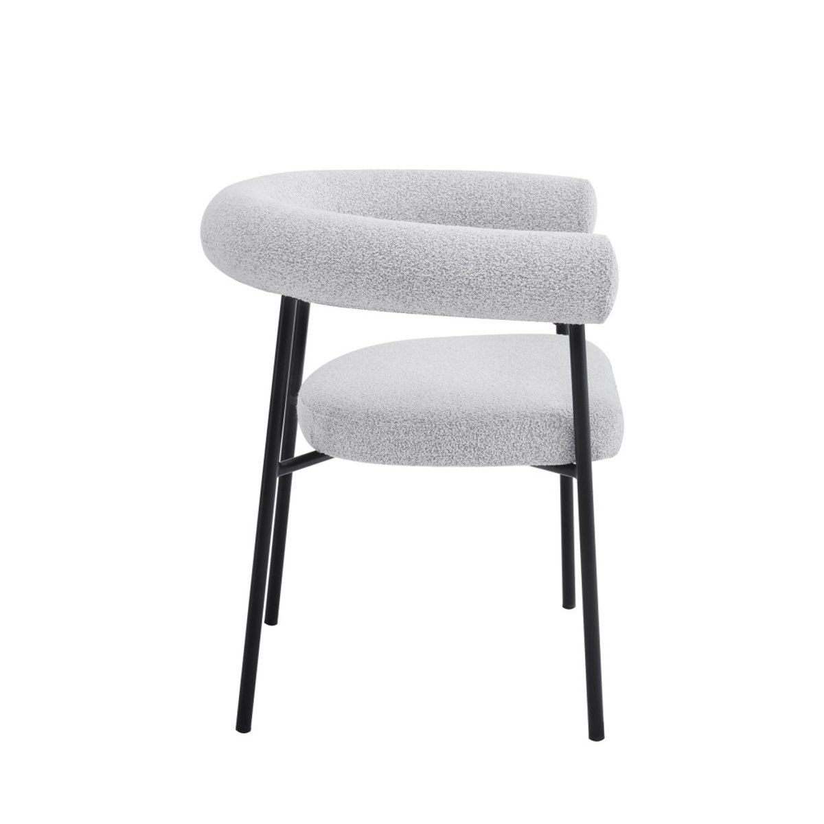 Lot de 2 fauteuils de table en tissu bouclette et métal- OLYMPE écru chiné, DRAWER