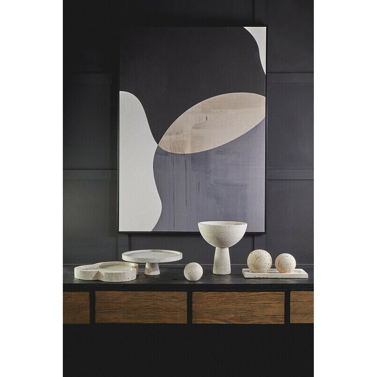 Travertine Rectangular Decorative Tray natural, FIFTY FIVE SOUTH
