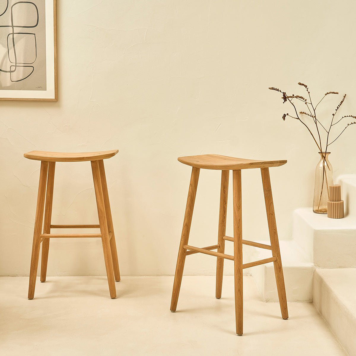 Tabouret de bar en teck massif  AMBRE naturel, BERAH GETAH