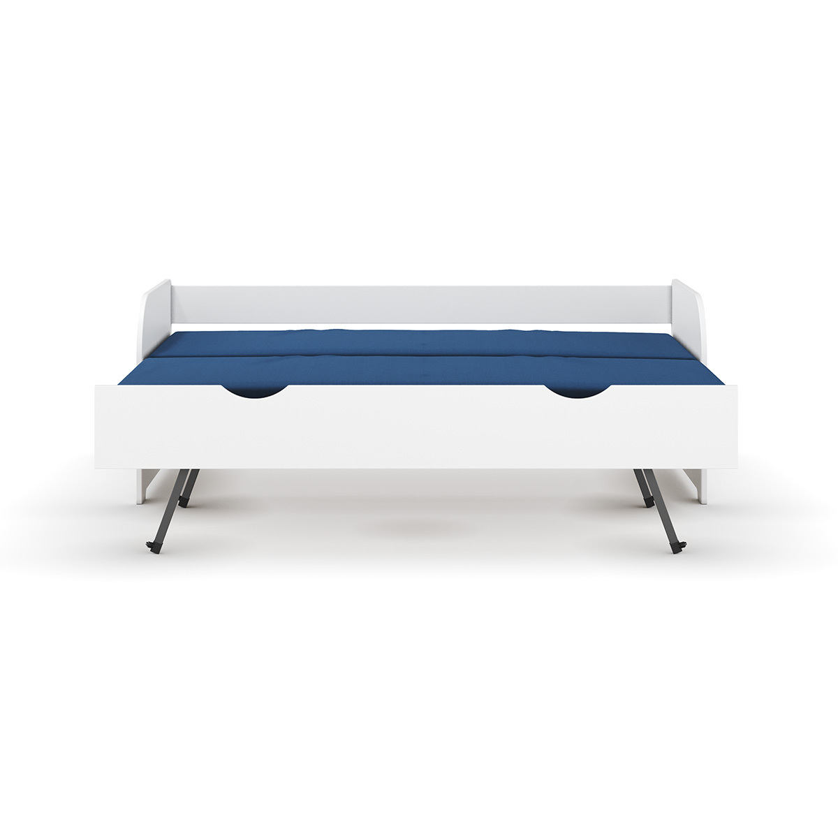 Pack lit banquette Gigogne avec matelas Bois massif  EZRA blanc, AKITEN RETAIL