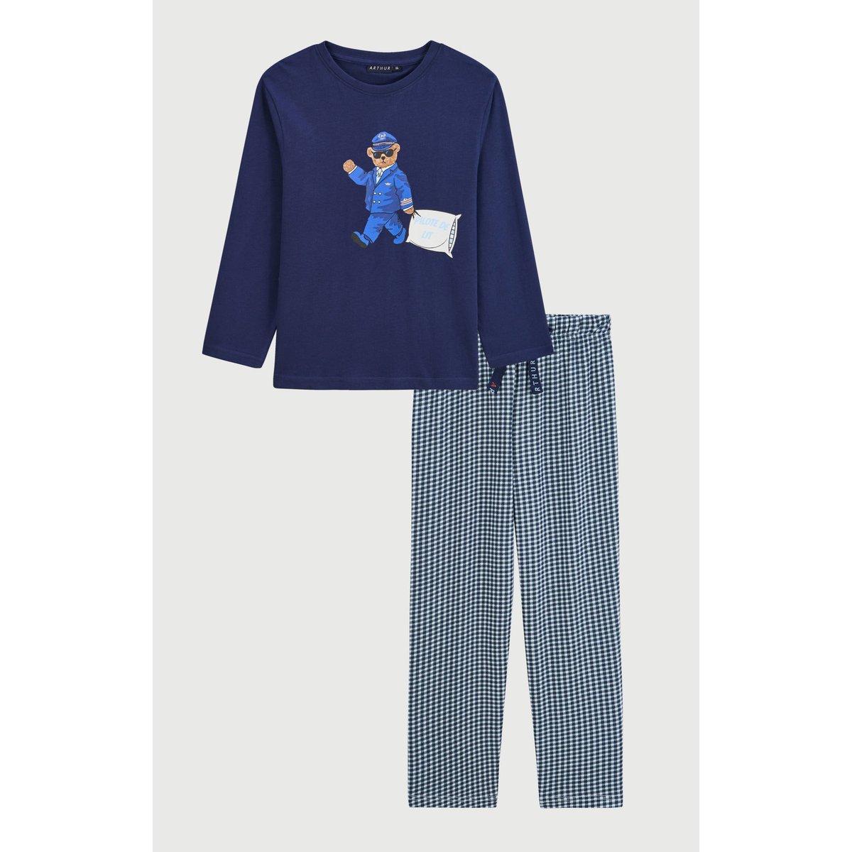 Pyjama enfant en jersey de coton léger imprimé Pilote de lit marine, ARTHUR