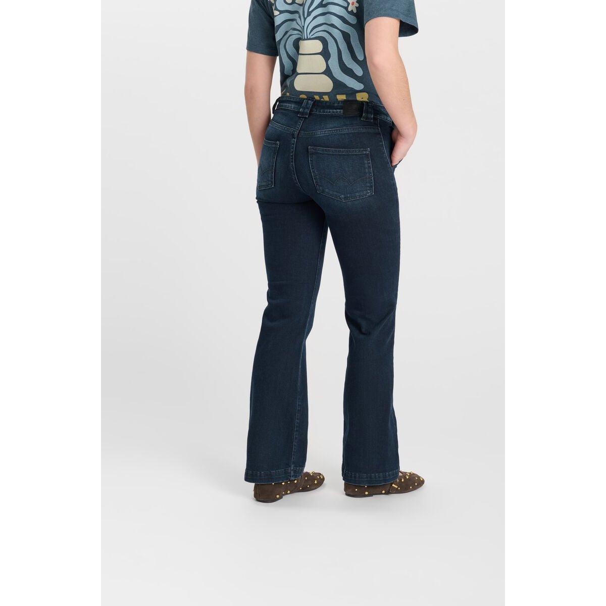 Jeans  flare, longueur 34 blue / black, LE TEMPS DES CERISES