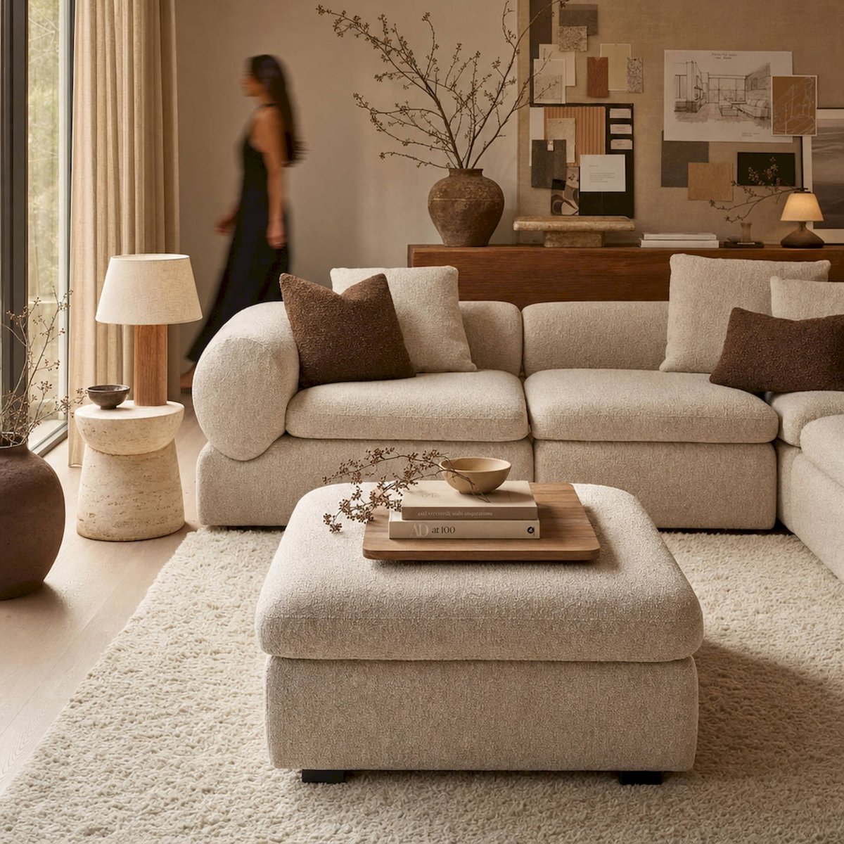 Repose-pieds modulable collection VACIO beige brun, RECOLLECTION