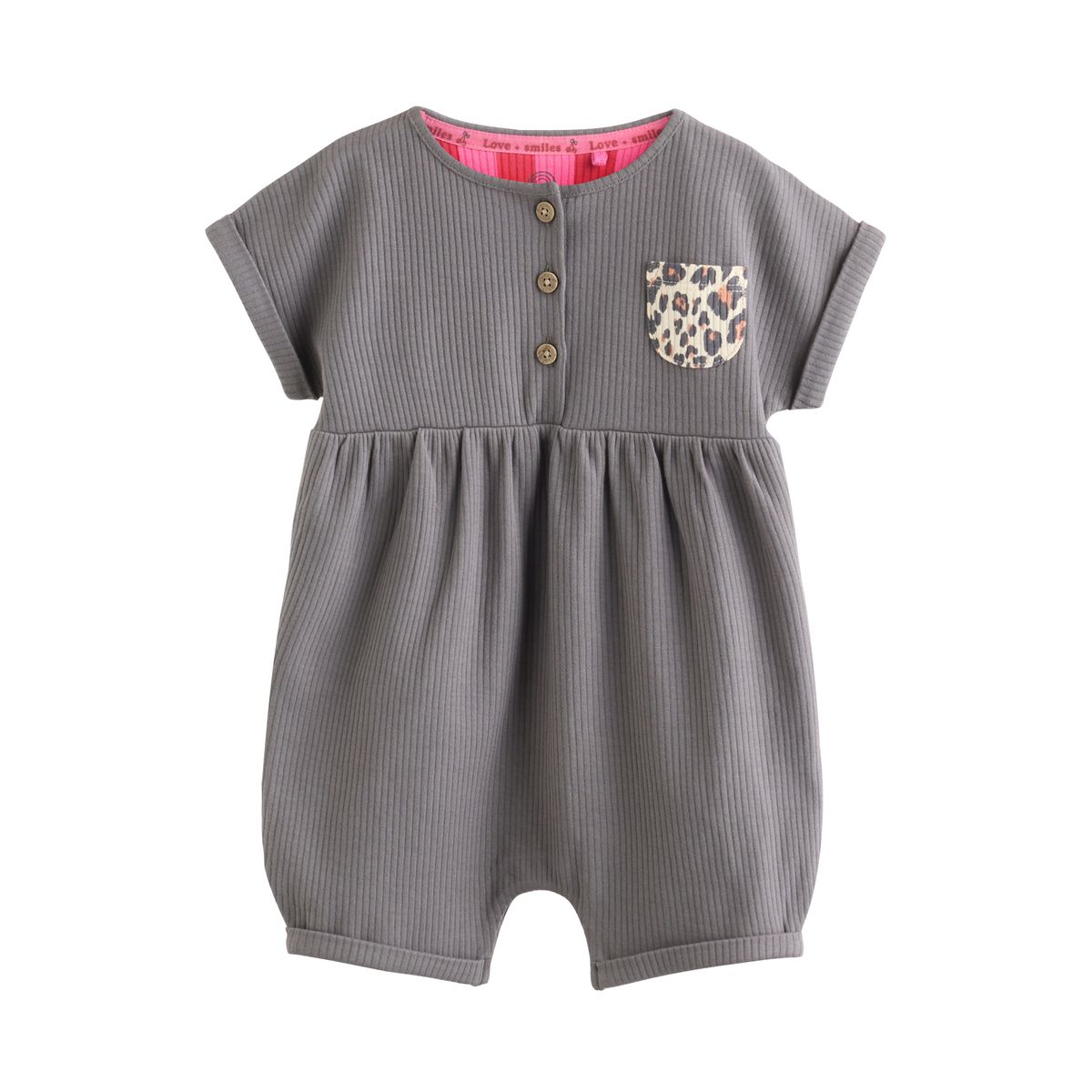 Combinaison bébé en jersey, lot de 3 bouton rose et imprimé léopard, NEXT