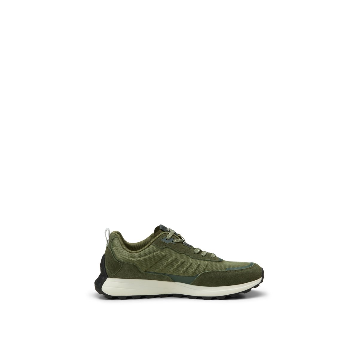 Sneaker modèle Maxi en mélange de cuir velours et de nylon gris foncé, MARC O'POLO