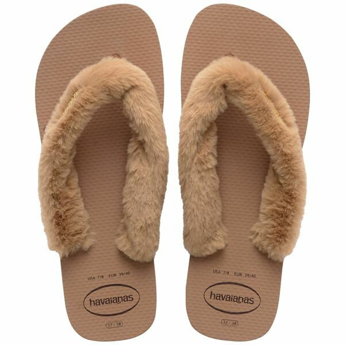 Chinelos Top Fluffy III rosa/dourado, HAVAIANAS