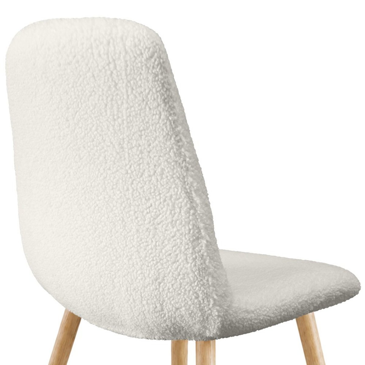 Housse de chaise scandinave extensible en bouclette blanc, DECORATIE
